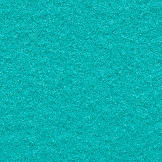 Tealblauer, filzartiger Bodenbelag mit einer gleichmässigen, weichen Oberfläche und feinen Fasern.