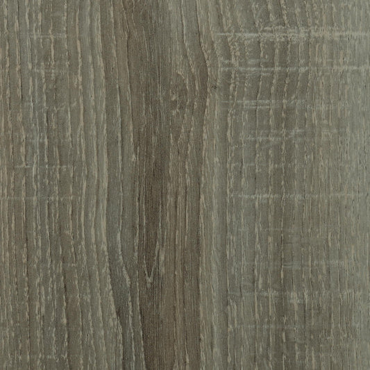 Revêtement de sol stratifié imitation bois dans des tons de gris et de marron avec un grain naturel ; est idéal pour les intérieurs modernes et rustiques.